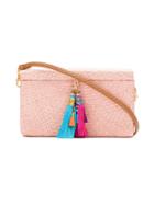 Serpui Tassel Detail Raffia Clutch - Pink