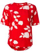P.a.r.o.s.h. Floral Print Ribbed Collar T-shirt - Red