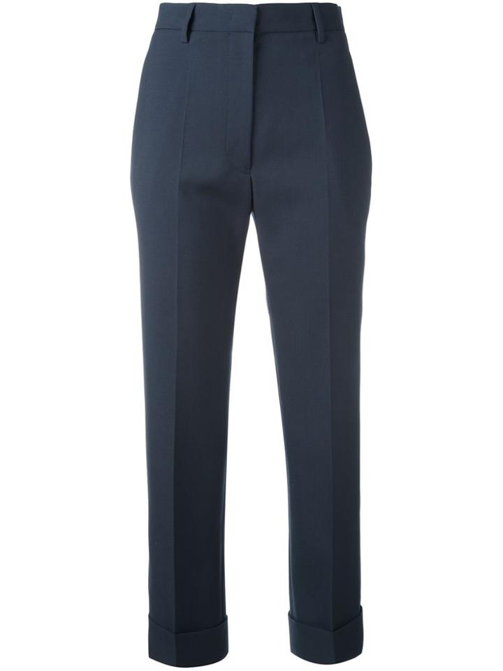 Jil Sander Straight Leg Cropped Trousers - Blue