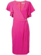 Blumarine Ruffled Sleeves Wrap Dress - Pink