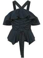 Derek Lam 10 Crosby Off The Shoulder Halter Ruffle Top - Black