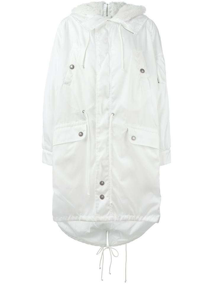 Chloé Shearling Collar Parka, Women's, Size: 36, White, Polyamide/viscose/polyester/sheep Skin/shearling