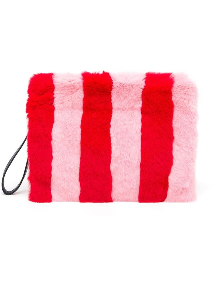 Tu Es Mon Tresor Fur And Leather Clutch, Women's, Red