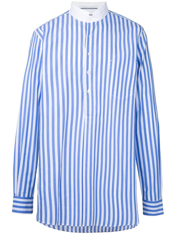 Andrea Pompilio - Oversized Striped Shirt - Men - Cotton - One Size, Blue, Cotton