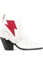 Pushbutton Western Boots - White