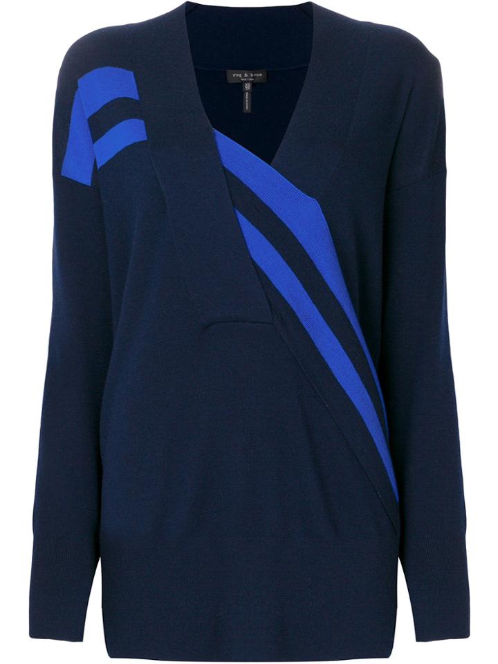 Rag & Bone Striped Panel Jumper - Blue