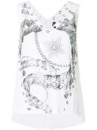 Just Cavalli Graphic Print Tank Top - White