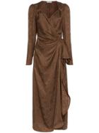 Attico Silk Draped Maxi Dress - Brown