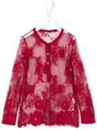Ermanno Scervino Junior Lace Tulle Shirt, Girl's, Size: 10 Yrs, Red