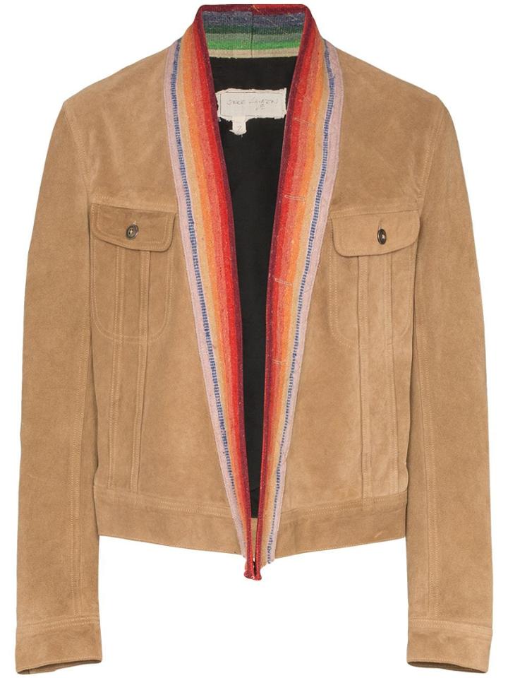 Greg Lauren Suede Bomber Jacket - Brown