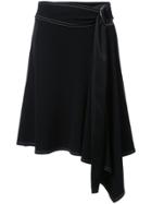 Derek Lam 10 Crosby Belted Asymmetrical Midi Skirt - Black