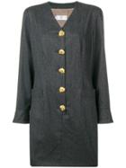 Valentino Vintage Decorative Button Dress - Grey
