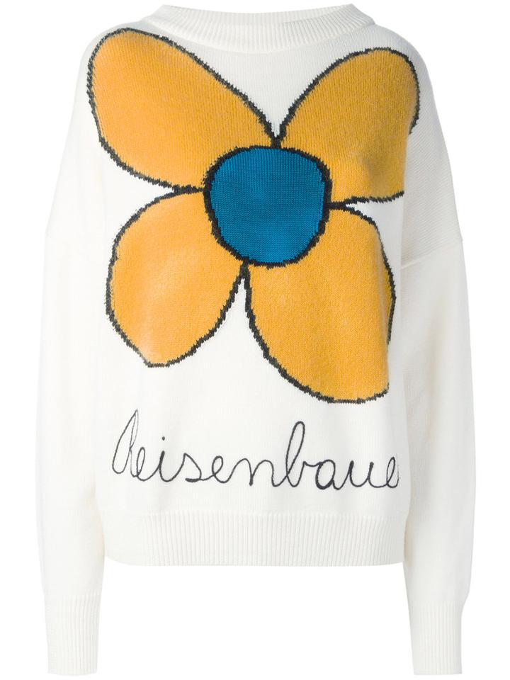 Christopher Kane - Knitted Flower Jumper - Women - Wool - L, White, Wool