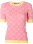 Gucci Gg Jacquard Knitted Top - Pink & Purple