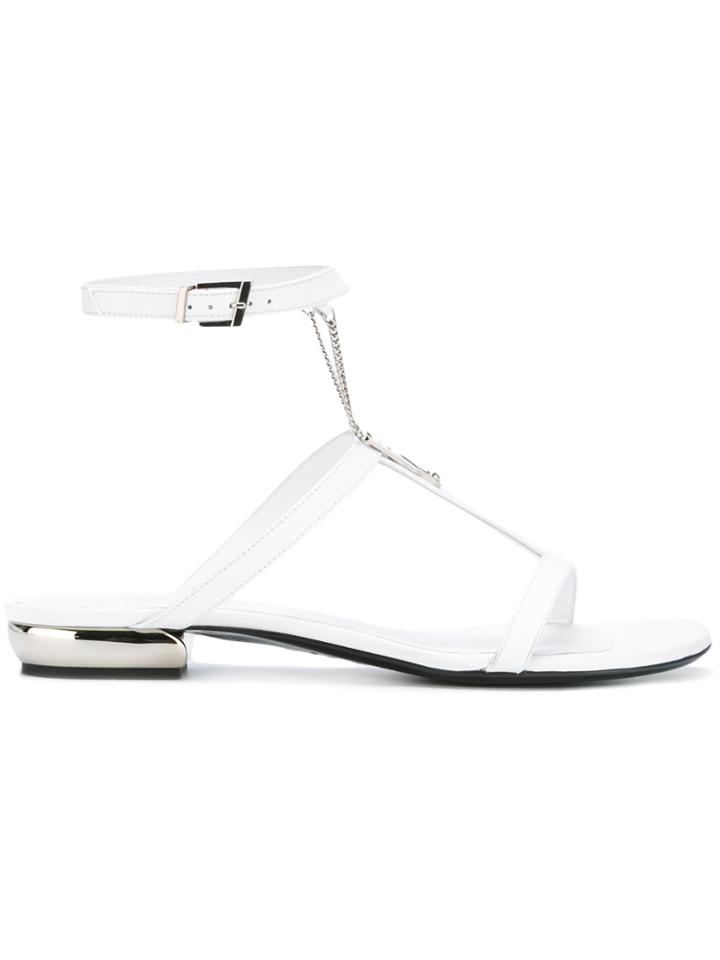 La Perla Flat Sandals With Chain - White