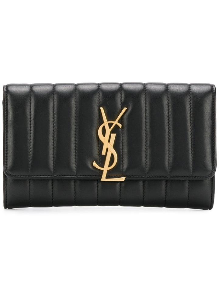 Saint Laurent Large Vicky Flap Wallet - Black
