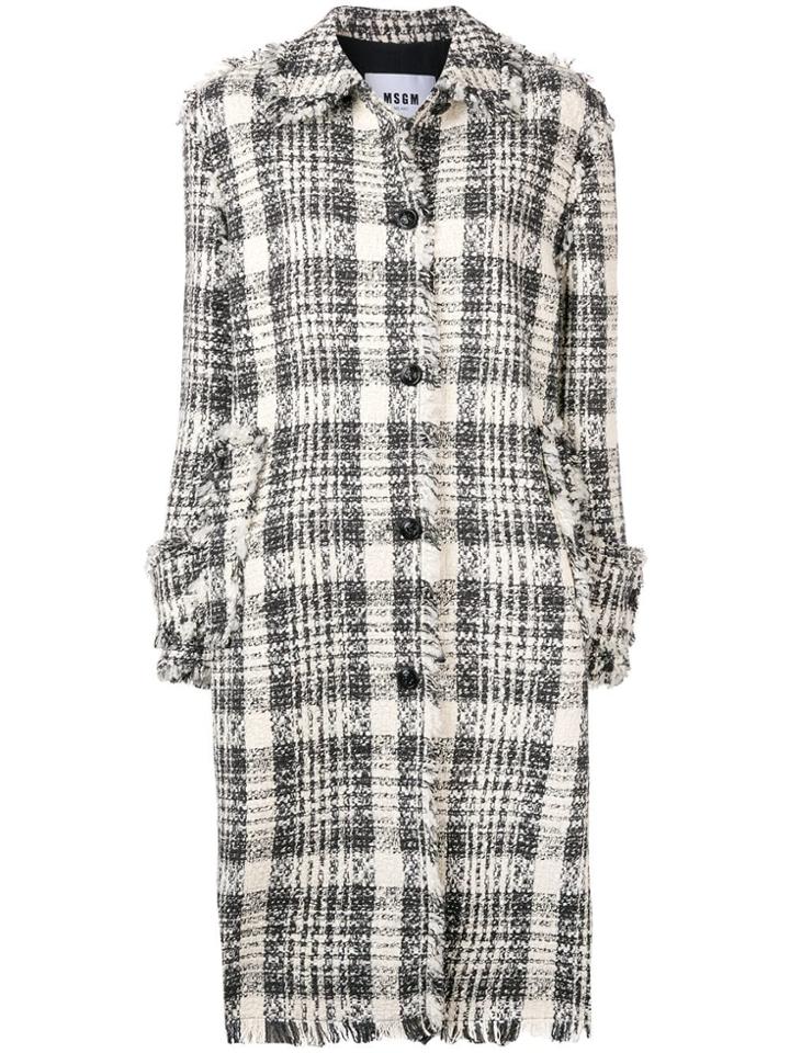 Msgm Checked Single-breasted Coat - Black