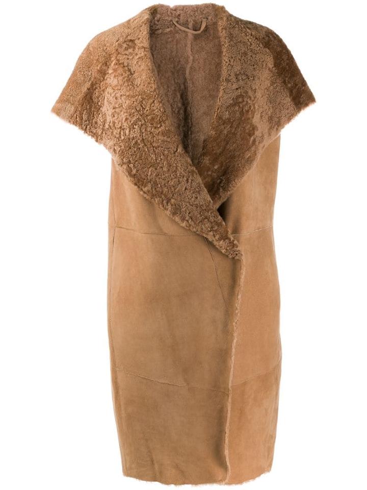 Herno Cap Sleeve Hooded Coat - Brown