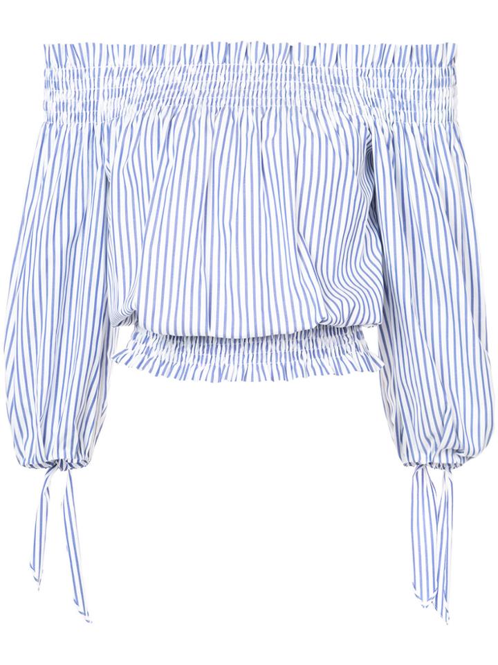 Caroline Constas Off-the-shoulders Striped Blouse - Blue