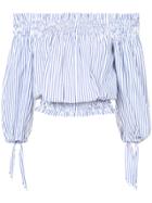 Caroline Constas Off-the-shoulders Striped Blouse - Blue