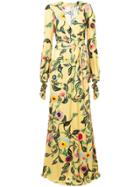 Patbo V-neck Floral Gown - Yellow & Orange