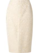 Martha Medeiros Jacquard Judith Pencil Skirt, Women's, Size: 42, Beige, Cotton/acetate