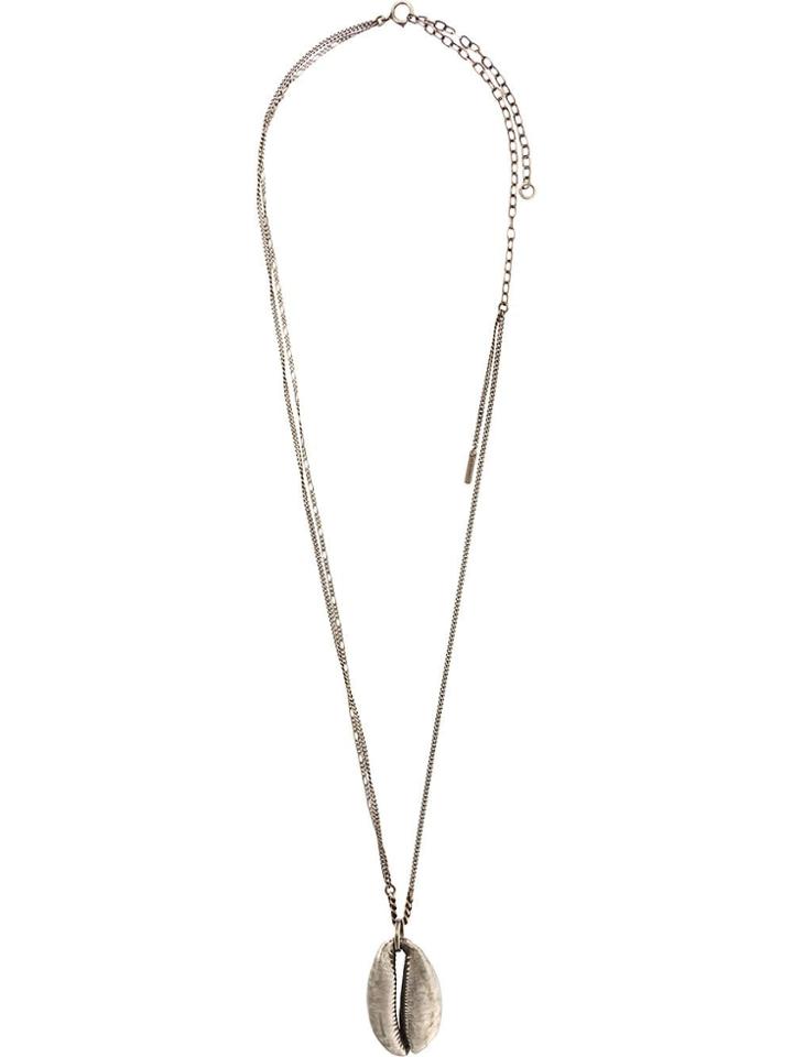 Ann Demeulemeester Shell Pendant Necklace - Grey