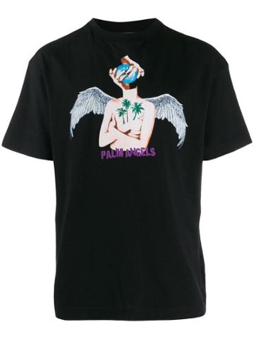 Palm Angels La Angel Print T-shirt - Black