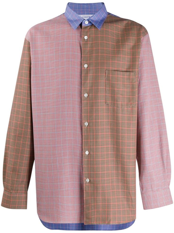 Comme Des Garçons Shirt Colour Block Checked Shirt - Blue
