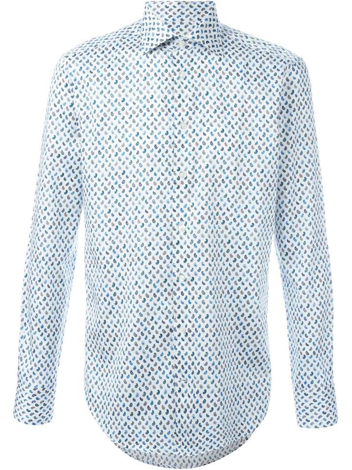 Etro Paisley Print Shirt, Men's, Size: 40, White, Cotton
