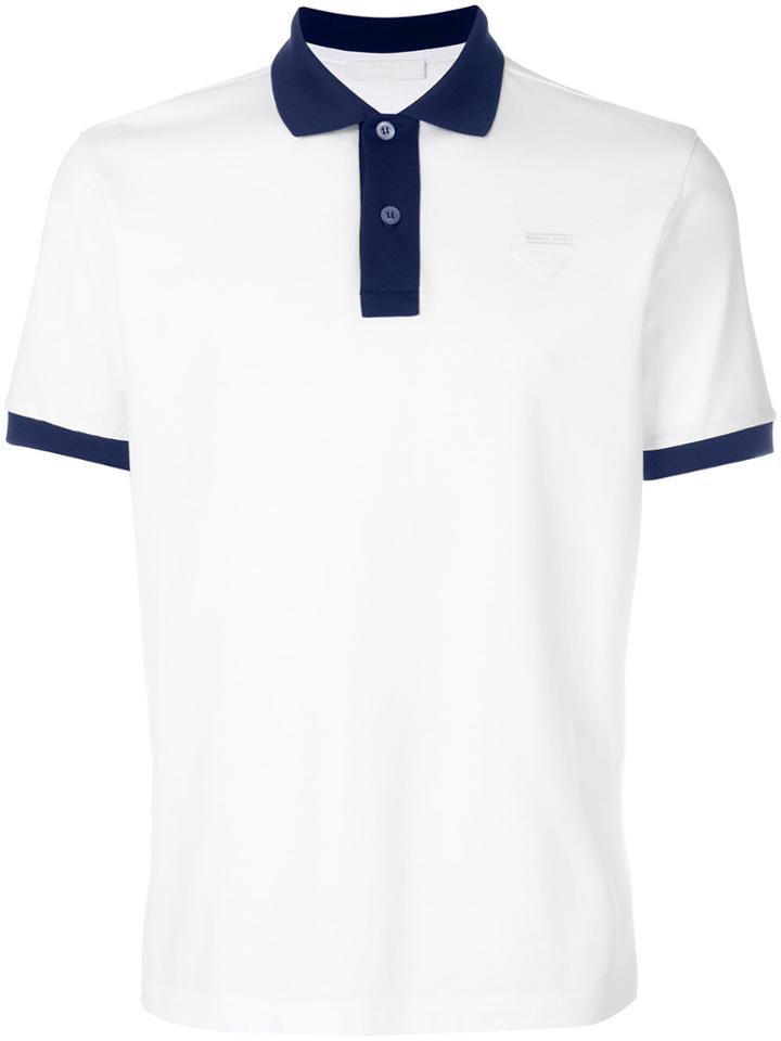 Prada Contrast Trim Polo Shirt - White