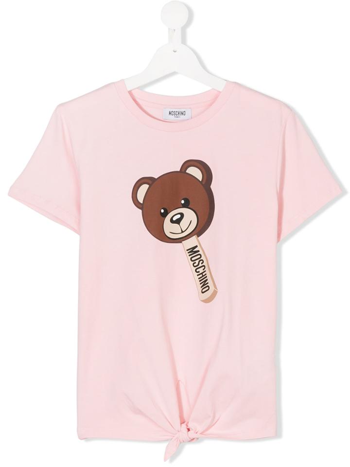 Moschino Kids Teen Bear Lolly Print T-shirt - Pink & Purple