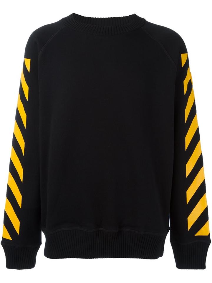 Moncler X Off-white Striped Sleeves Sweatshirt, Men's, Size: Large, Black, Cotton