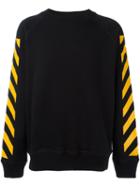 Moncler X Off-white Striped Sleeves Sweatshirt, Men's, Size: Large, Black, Cotton