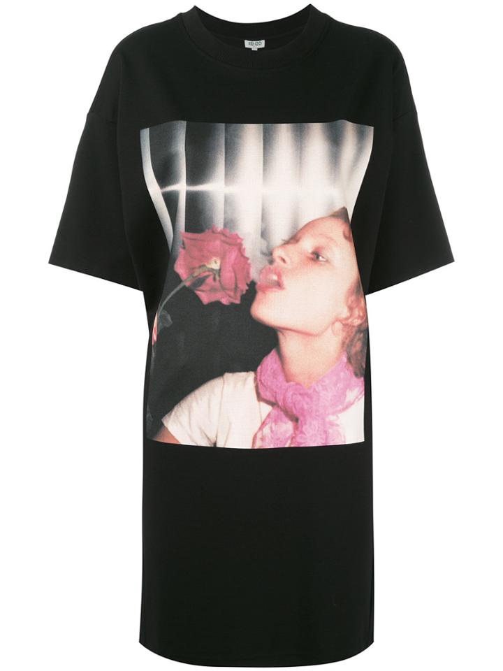 Kenzo Photo Print T-shirt Dress - Black