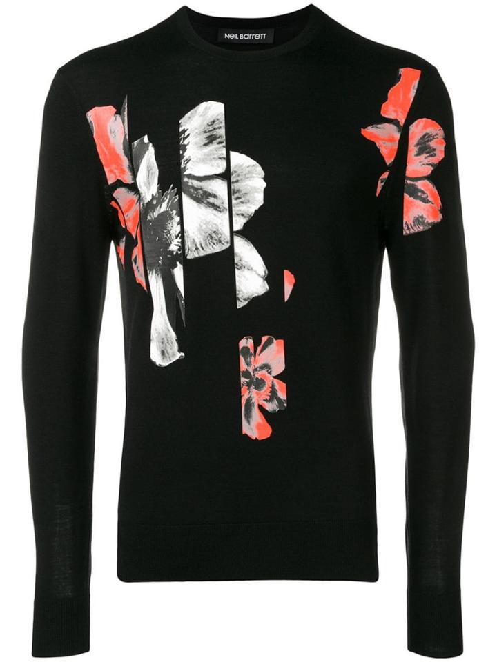 Neil Barrett Floral Print Jumper - Black