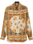 Burberry Archive Scarf Print Silk Shirt - Yellow