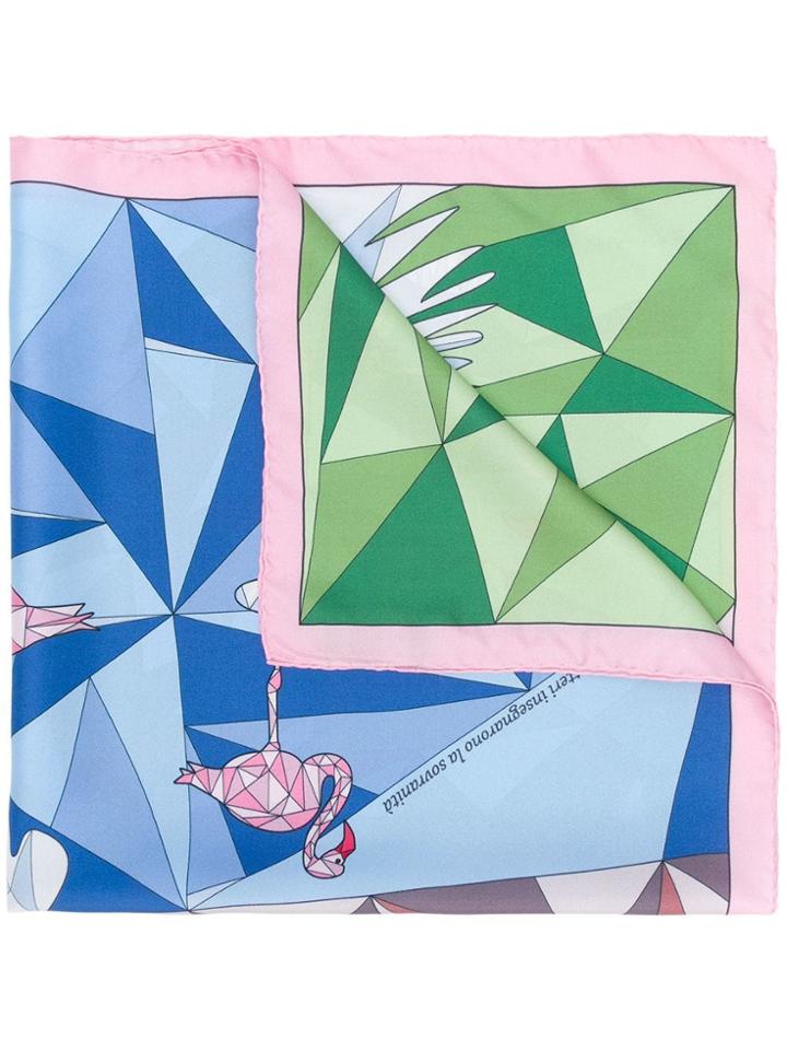 Cha Val Milano Flamingo Print Scarf - Blue