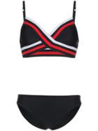 P.e Nation Crossover Striped Bikini - Black