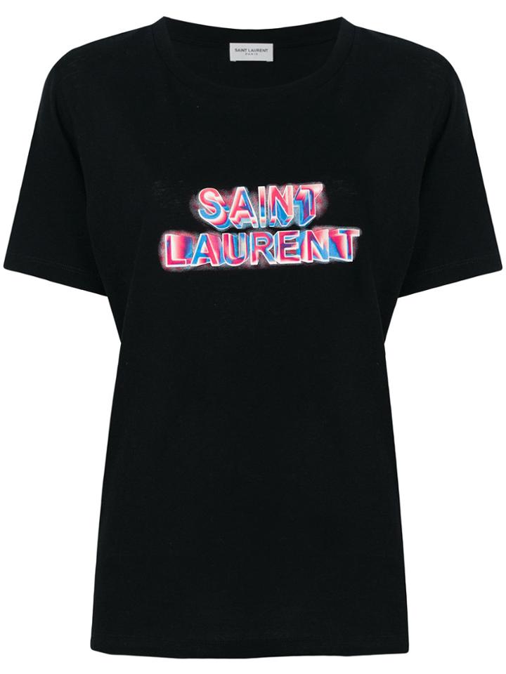 Saint Laurent Neon Logo T-shirt - Black