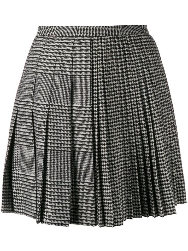 Ermanno Scervino Houndstooth Pleated Mini Skirt - Black