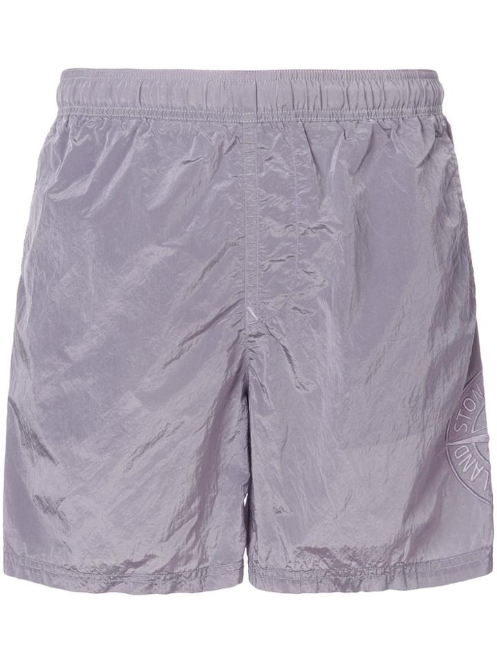 Stone Island Nylon Metal Branded Swim Shorts - Pink & Purple