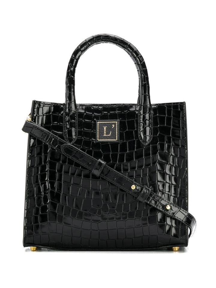 L'autre Chose Small Embossed Tote Bag - Black