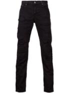 Wvm Patch Ripped Detailing Jeans, Men's, Size: 28, Black, Cotton/polyurethane/buffalo Leather