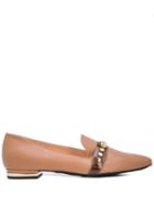 Agl Stud Embellished Loafers - Brown
