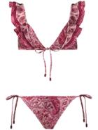 Zimmermann Paisley Print Bikini Set - Pink