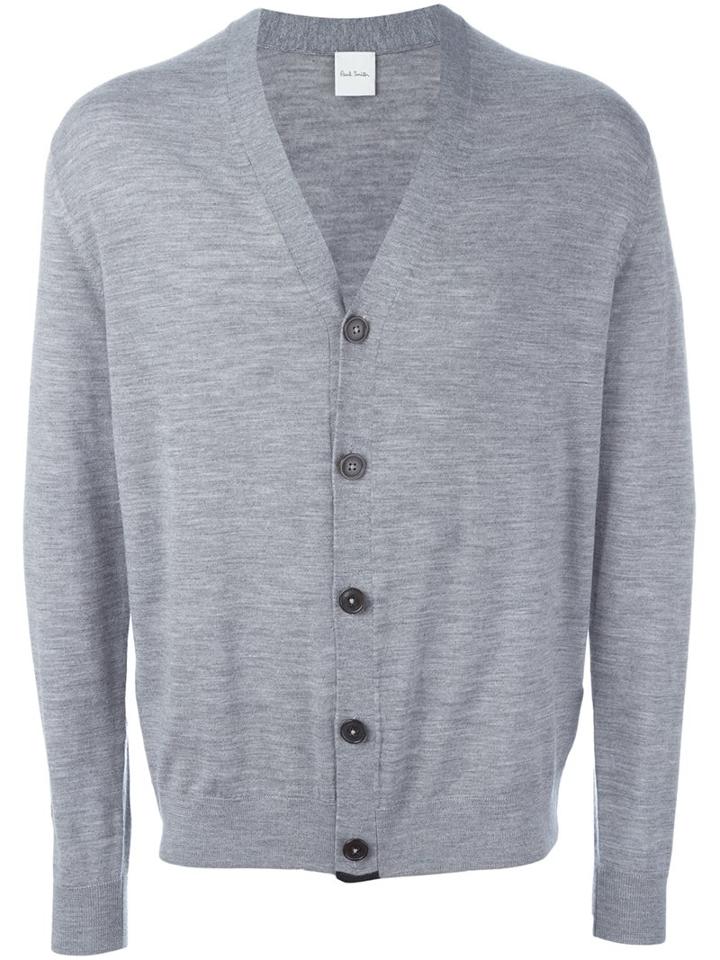 Paul Smith V-neck Cardigan, Men's, Size: Large, Grey, Merino