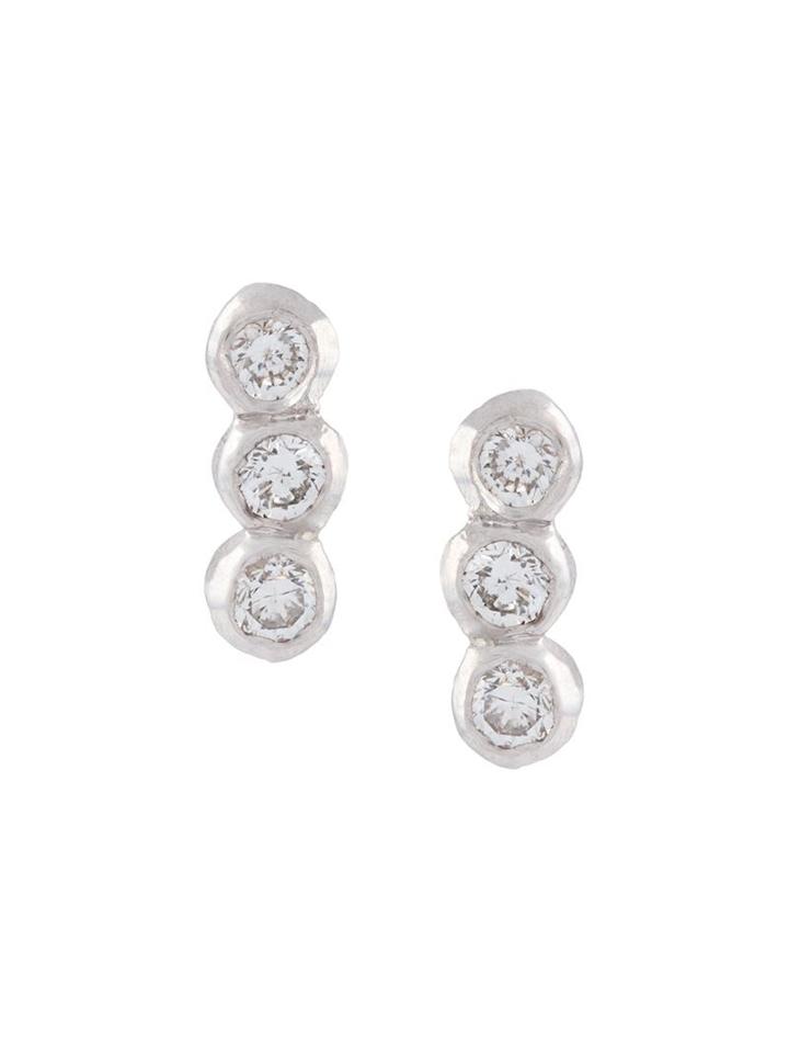 Wouters & Hendrix Gold Triple Diamond Earrings