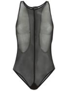 Ann Demeulemeester Stretch Mesh Bodysuit, Women's, Size: 38, Black, Nylon/spandex/elastane