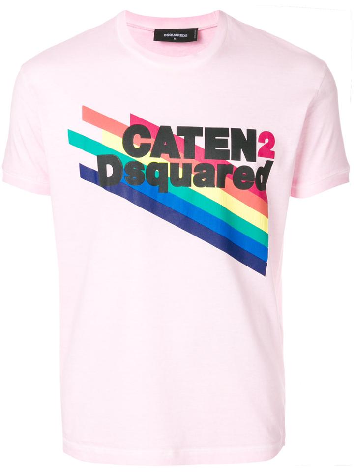 Dsquared2 Rainbow Print T-shirt - Pink & Purple